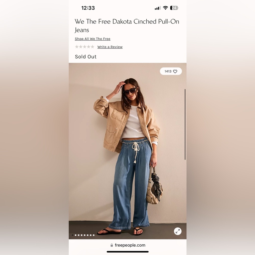 Free people Dakota Wide-Leg Pants Denim Medium